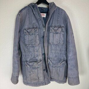 Mossimo Supply Co Grey Hooded Cargo Chore Jacket